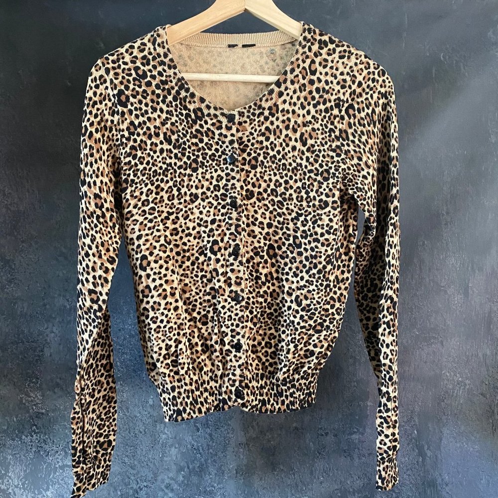 vintage pin-up leopard print Cotton CARDIGAN Sz S